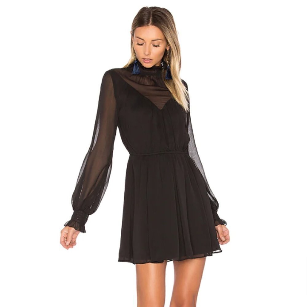 Tularosa Nadia Dress Black‎ Chiffon Mini Revolve Size S